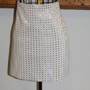 H&M beige mini skirt with silver rivets, brand new,